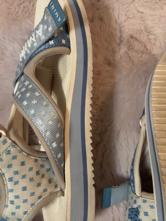 Amiri MA Paisley Sandals Light Blue/Beige Open Toe Sz 10 main image 13